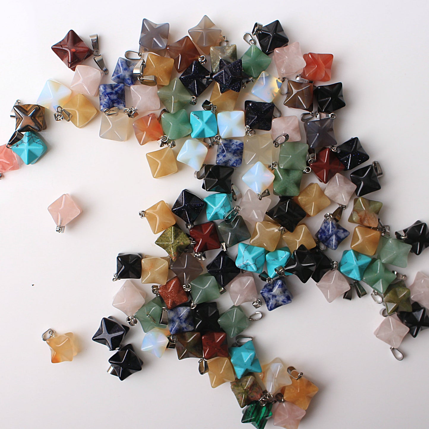 Wholesale Price! 50pcs Mixed Colour Merkaba Crystals Pendant Reiki Healing