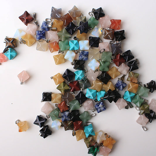 Wholesale Price! 50pcs Mixed Colour Merkaba Crystals Pendant Reiki Healing