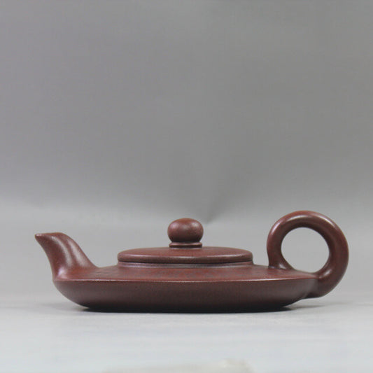 5.5” China Yixing Zisha Pottery Purple Clay Handmade 110ML Teapot 水扁壶