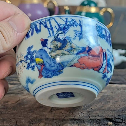 chinese jingdezhen porcelain blue and white tea cup ：scholar