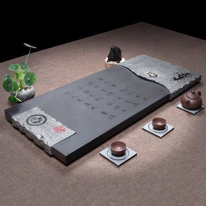 Courtyard Tea Table Weighted Stone Tea Tray Hand Carved Black Stone Tea Boat