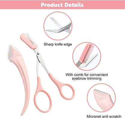 Eyebrow Trimmer Grooming Scissors Eyelash Thinning Shears Brow Shaping Tool Set