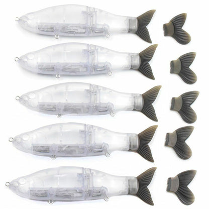 Artificial Baits 6.5inch Megnetic Weight Glide Lure Blank Transparent Soft Tail
