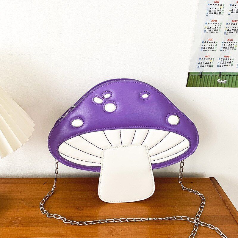 Cute Red Mushroom Design Women Handbag Purse Shoulder Bag Crossbody Chain Clutch