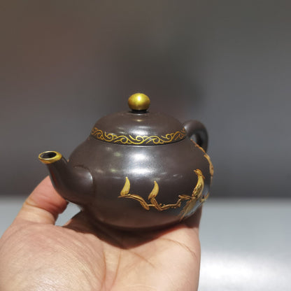 Chinese Yixing Zisha Clay Handmade Exquisite Teapot（描金玉乳壶 低款：顾景舟）