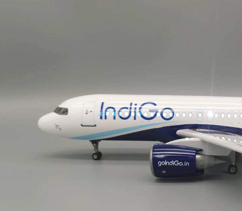 47CM Indigo AIRBUS A320neo Plane Led Sound-controll Light Resin Aircraft Model