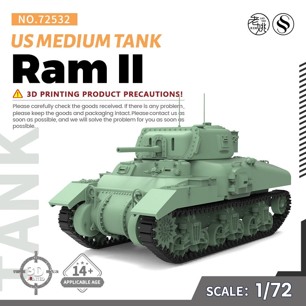 SSMODEL SS72532 1/72 25mm Military Model Kit US Ram II Medium Tank WoT WAR