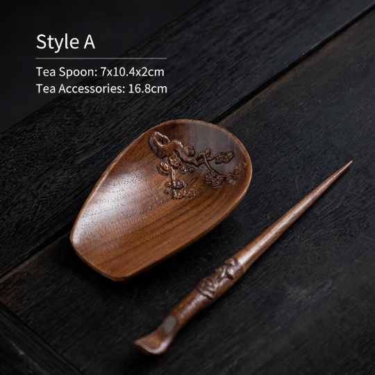 Walnut Wood Tea Spoon Handmade Plum Blossom Tea Scoop Tea Accessories