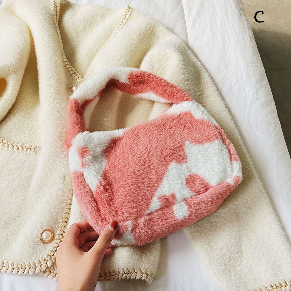 1pc Women Girls Fluffy Shoulder Bag Top-handle Bag Female Autumn Winter Handbag