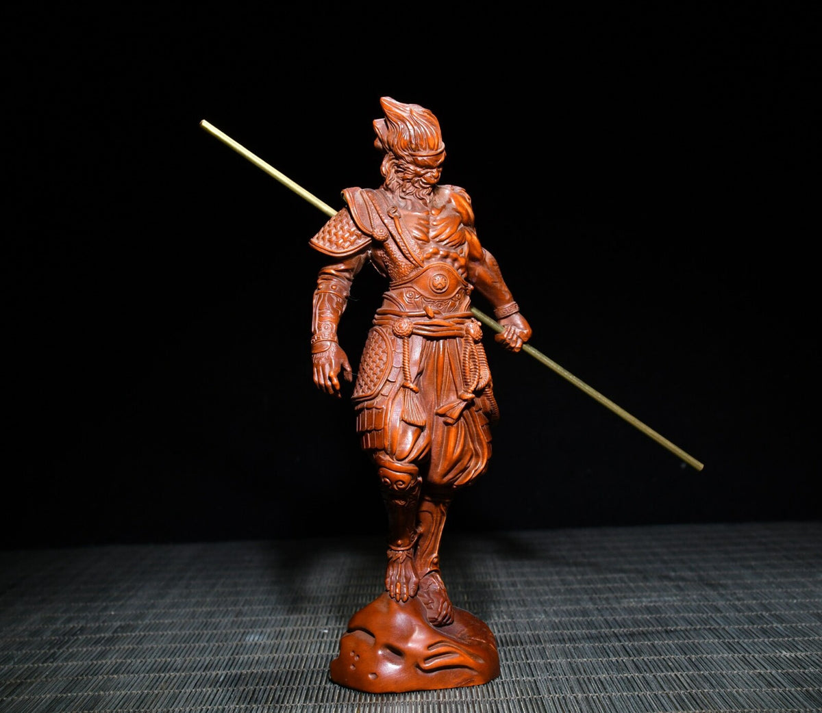 Chinese Collection Boxwood Hand-carved Exquisite Monkey King Sun WuKong Statue