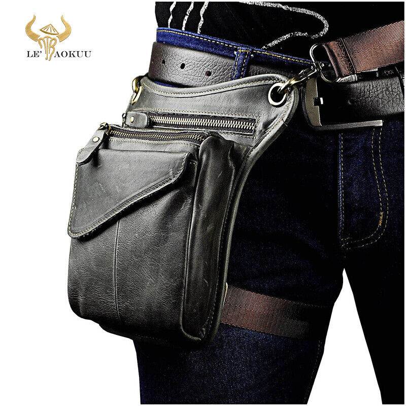 Real Leather Casual Shoulder Messenger Bag Fashion Waist Belt Pack Drop Leg Bag