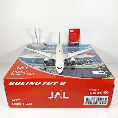 1:200 SQ Wings Japan Airlines Boeing 787-8 Passenger Airplane Diecast Model