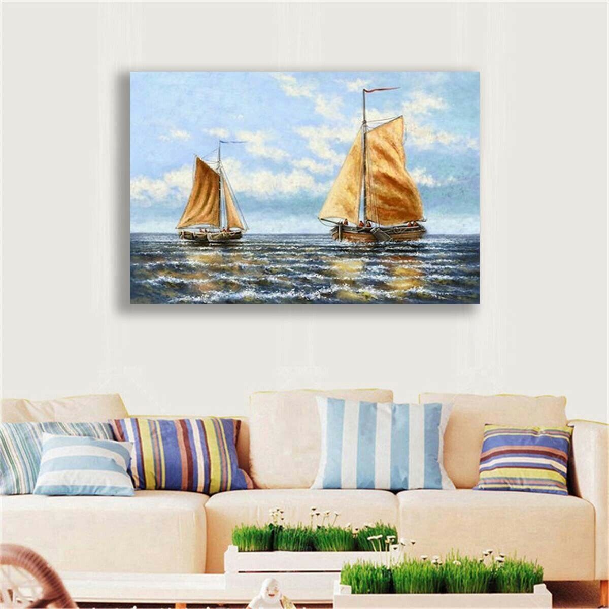 Sailboat Canvas Painting Wall Art Poster HD Print for Living Room Home Decor
