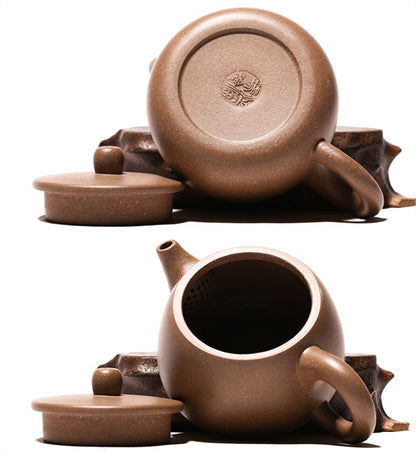 Tea Pot Duan Clay Marked Yixing Zisha Pot Ball Shaped Infuser Holes Big Mouth