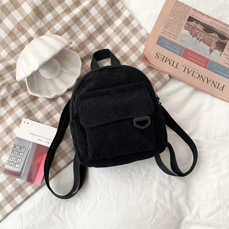 Women Mini Backpack Corduroy Small Student Bookbags Traveling Backpack 23*9*19CM