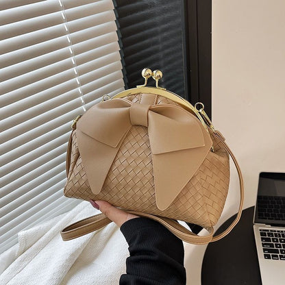 Handbag With Thick Bow Pleated Shoulder Clutch Purses Crossbody Bag 20*23*14 CM