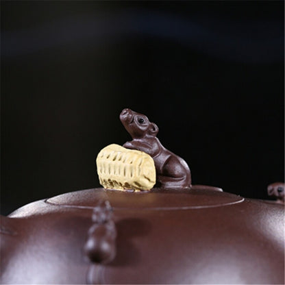 Full Handmade Tea Pot Creative Real Yixing Zisha Purple Clay Pot Mouse Statue