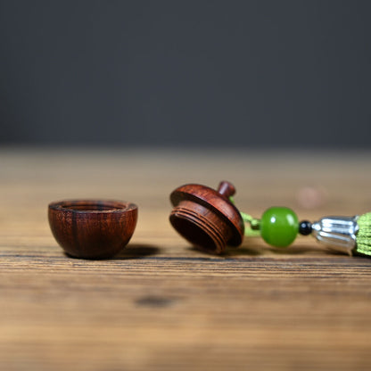 Chinese Style Rosewood Carving Apple Handicraft Phone Keychain Car Decoration