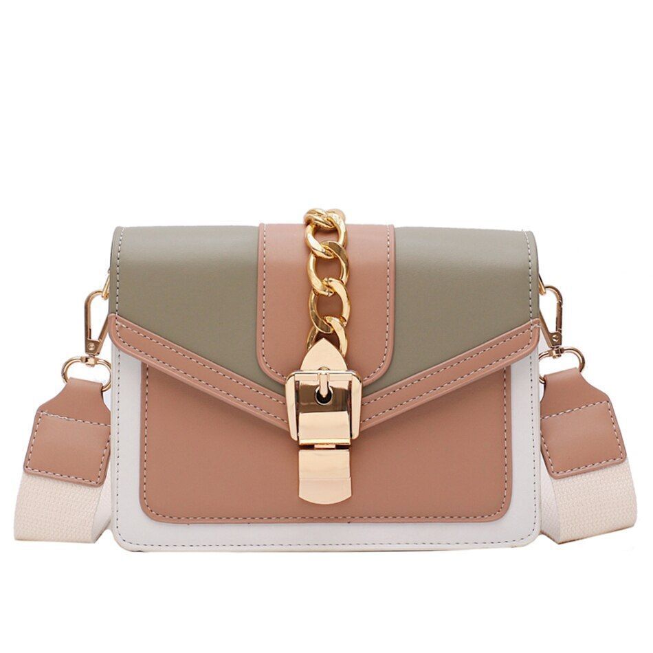 Mini Fashion Lock Flap Bag Synthetic Leather Shoulder Purse Handbag 20*15*7 CM