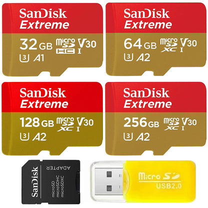 SanDisk Extreme microSD Card 32GB /64GB /128GB /256GB w/ Card Reader +SD Adapter