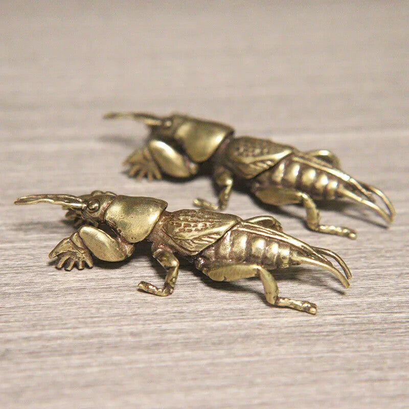 1PC Insect Mole Cricket Figurines Tea Pet Desktop Ornament Vintage Brass
