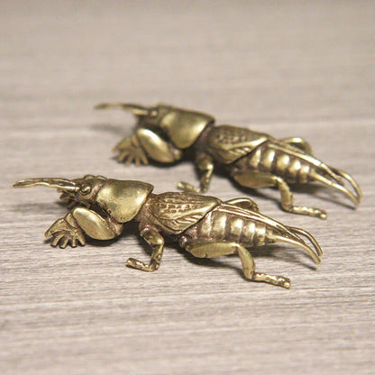 1PC Insect Mole Cricket Figurines Tea Pet Desktop Ornament Vintage Brass