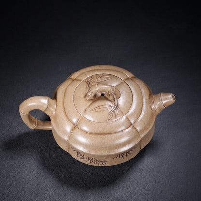 Chinese Yixing Zisha Clay Handmade Exquisite Teapot （竹鼓 盖款：大生）