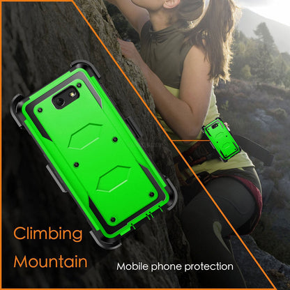 Case For Samsung Galaxy J7 2017 Clip Belt Stand Cover / Tempered Glass Protector