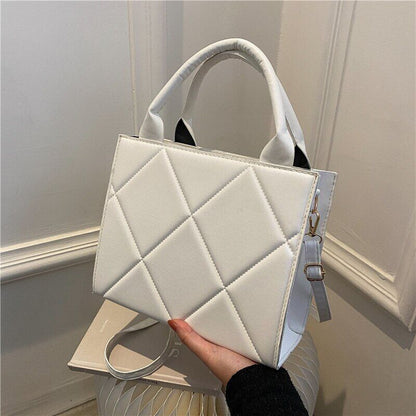 Spring Women Shoulder Bag Plaid Pu Leather Crossbody Bags Ladies Handle Bag
