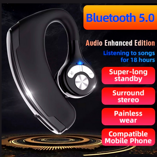 Bluetooth 5.0 Earpiece Driving Trucker Wireless Headset Earbuds Noise Cancelling