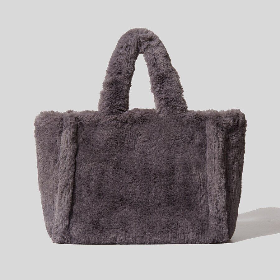 Faux Fur Tote Bag Women Handbags Fluffy Plush Lady Hand bags Winter Big Shopper