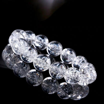 14mm Natural Himalaya Rock Crystal Women White Quartz Round Beads Bracelet