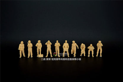 1/72 1/64 1/87US Army Tank Armored Forces And Logistics Team 10Person Unpainted