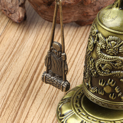 5.12" New Metal Bell Carved Dragon Buddhist Clock Good Luck Feng Shui Ornament