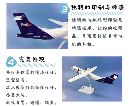 28CM 1:100 Risesoon FedEx ATR72-200 Airplane ABS Plastic Aircraft Plane Model