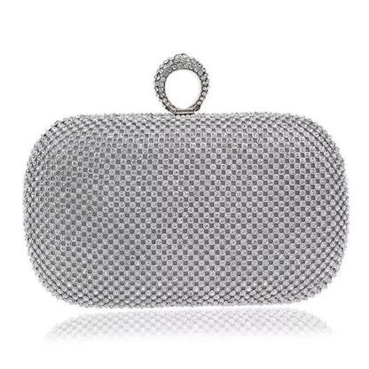 Women Small Evening Clutch Rhinestone Wedding Party Clutch Bag Gold Silver Black