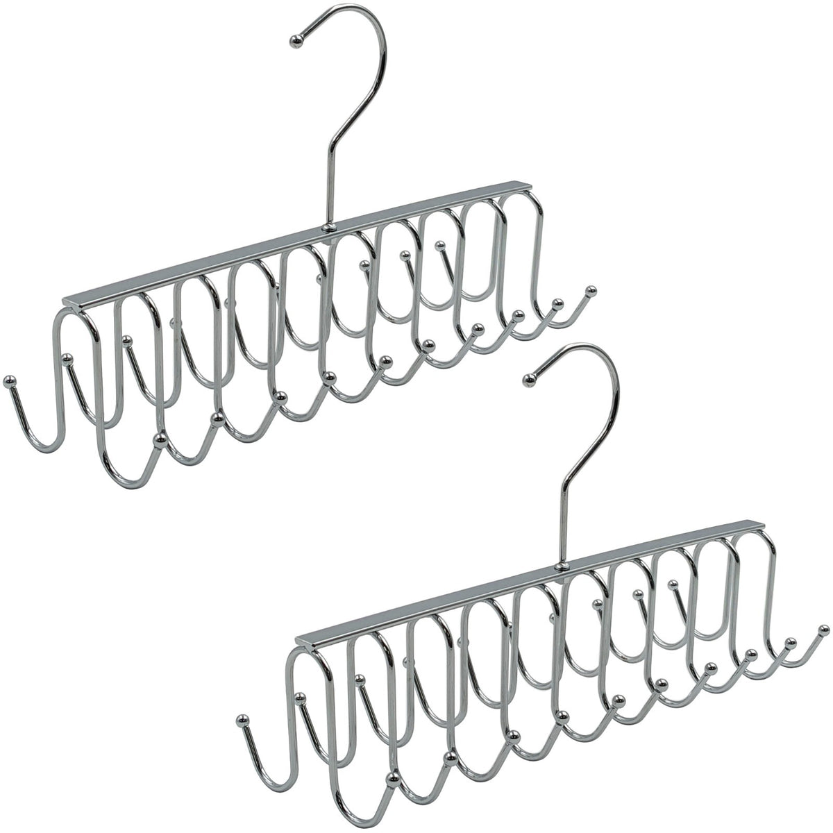 2 Pack 20-Hook Chrome Closet Hangers for Belts, Ties, Bras, Scarves
