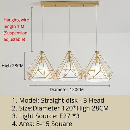 Nordic Pendant Lights Three-head Restaurant Pendant Dining Room Lamp Shop Front