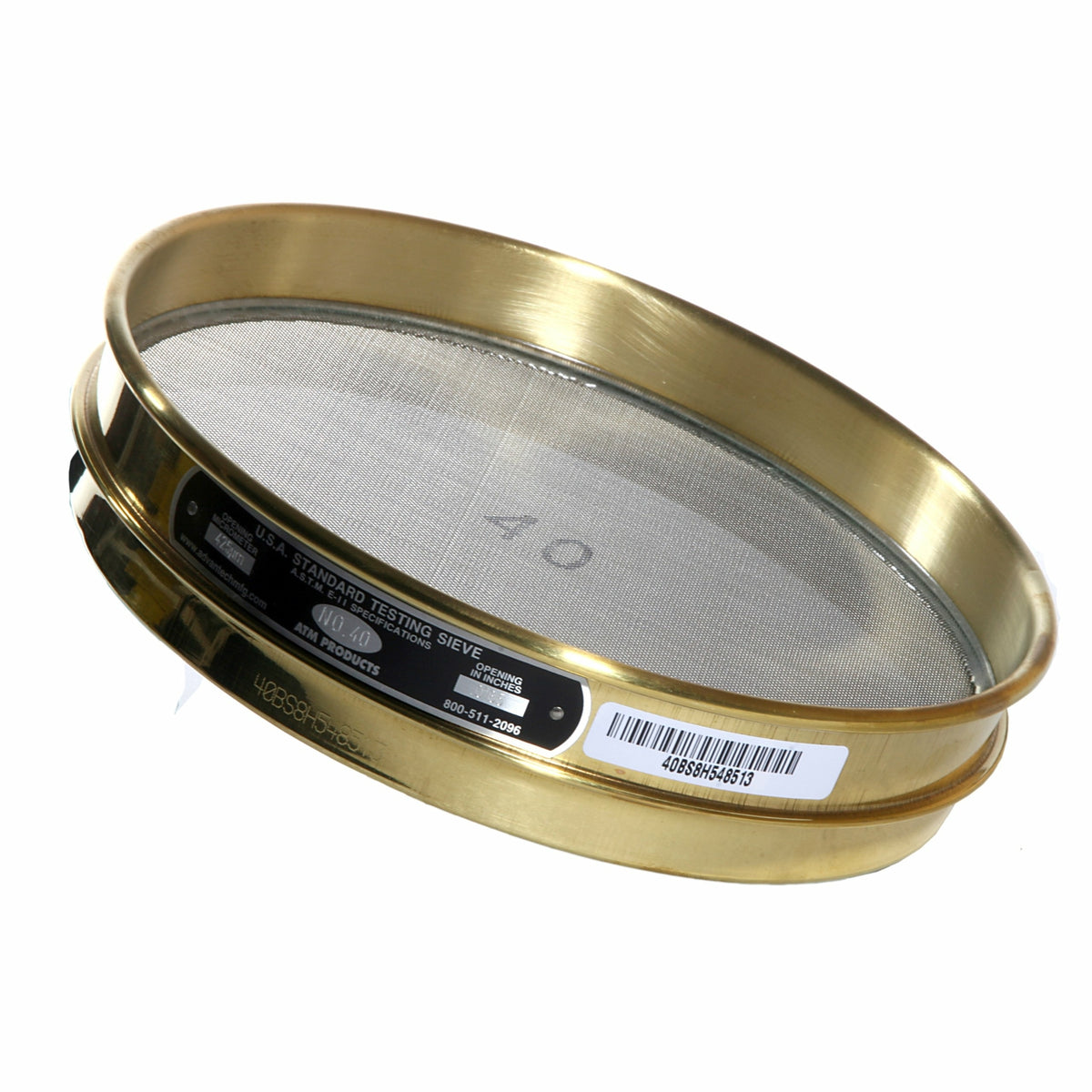 Advantech Brass Test Sieve, #40 Stainless Steel Mesh, 8" Diameter