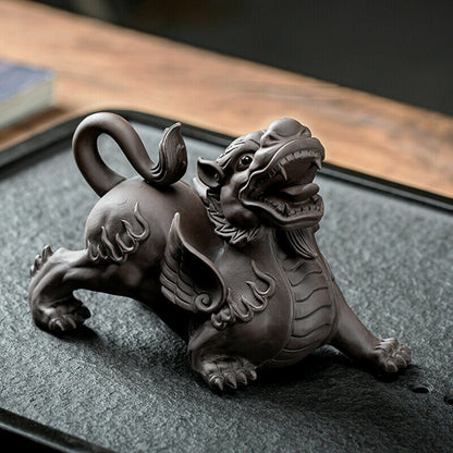 Chinese Yixing Purple Clay Tea Pet Brave Statue Troops Animal Tea Play Decorate