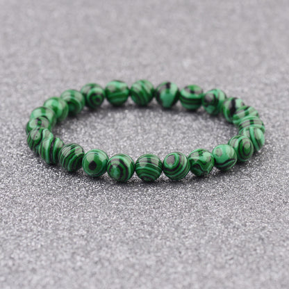 Natural Handmade 6/8/10Mm Green Malachite Round Gemstone Beads Stretch Bracelets
