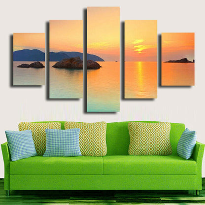 5 Pieces Canvas Wall Art Poster and Print Living Room Sunset No Framed