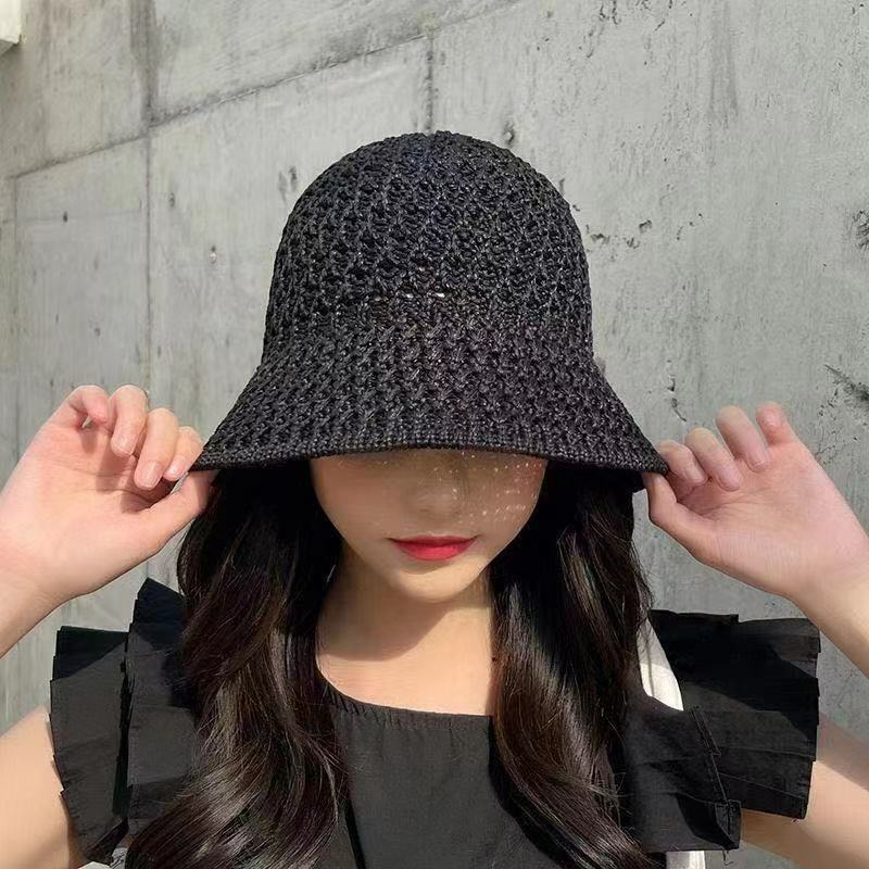 Women Ladies Summer Sun Beach Straw Hat Floppy Wide Brim Foldable Cap Bucket Hat