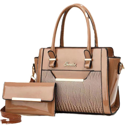 2 in1 Set Women Handbag PU Leather Messenger Shoulder Tote Purse Crossbody Bag