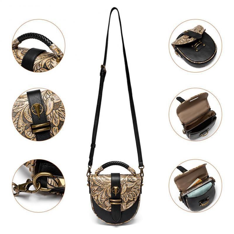 Retro Small Shoulder Purse Crossbody Bag Genuine Leather Cowhide Handbags Shell