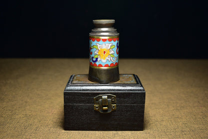 An ancient brass based cloisonne telescope