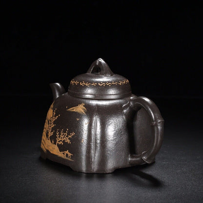 Chinese Yixing Zisha Clay Handmade Exquisite Teapot （竹韵 【底款】顾景舟）