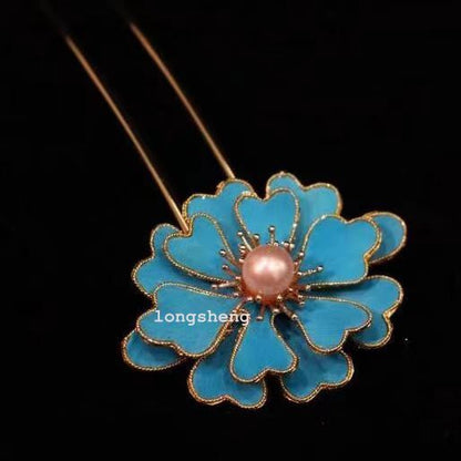 Chinese high-end cloisonne metal woven hair clip for women's hairpins