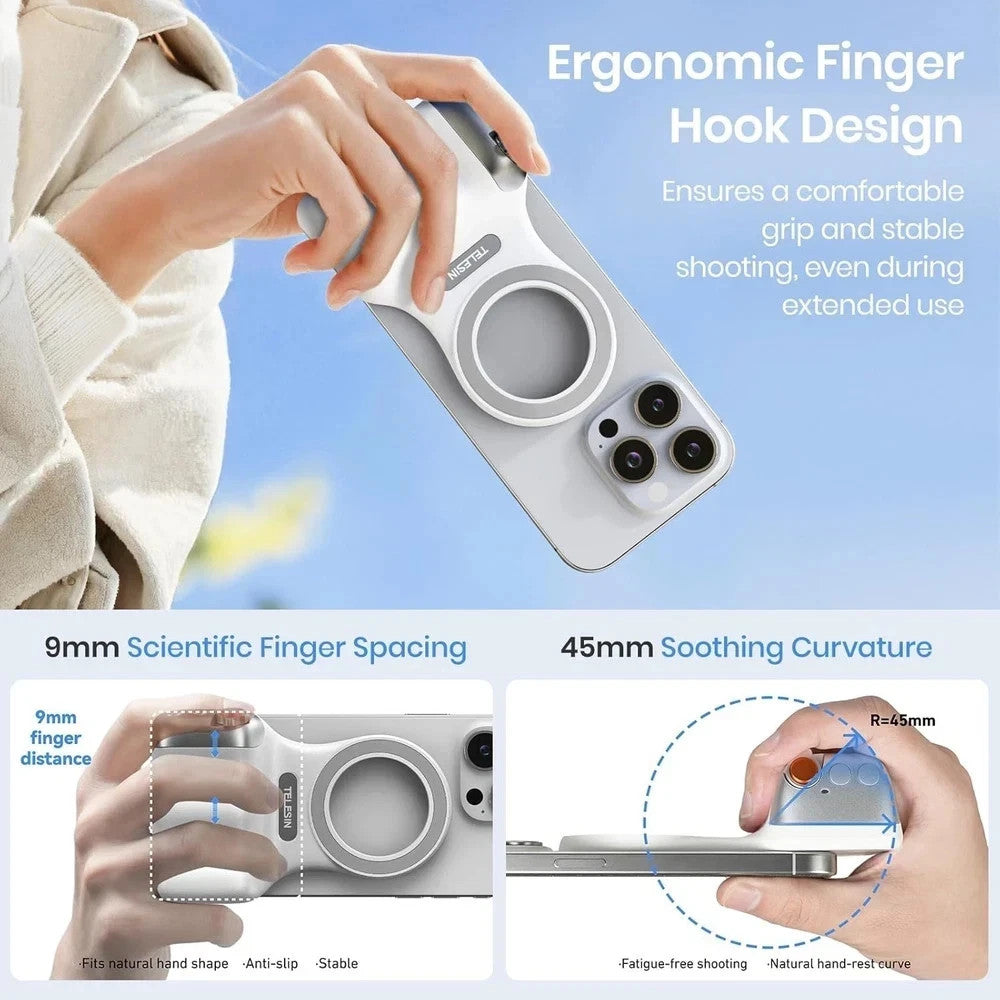 Magnetic Phone Camera Grip, Smartphone Shooting Holder Selfie Handle Snap with