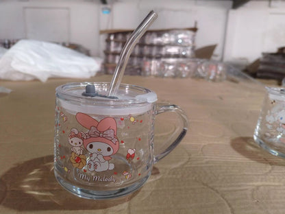 Kuromi Big Belly Straw Water Cup Milk Juice Drink Water Cup Cute Cartoon